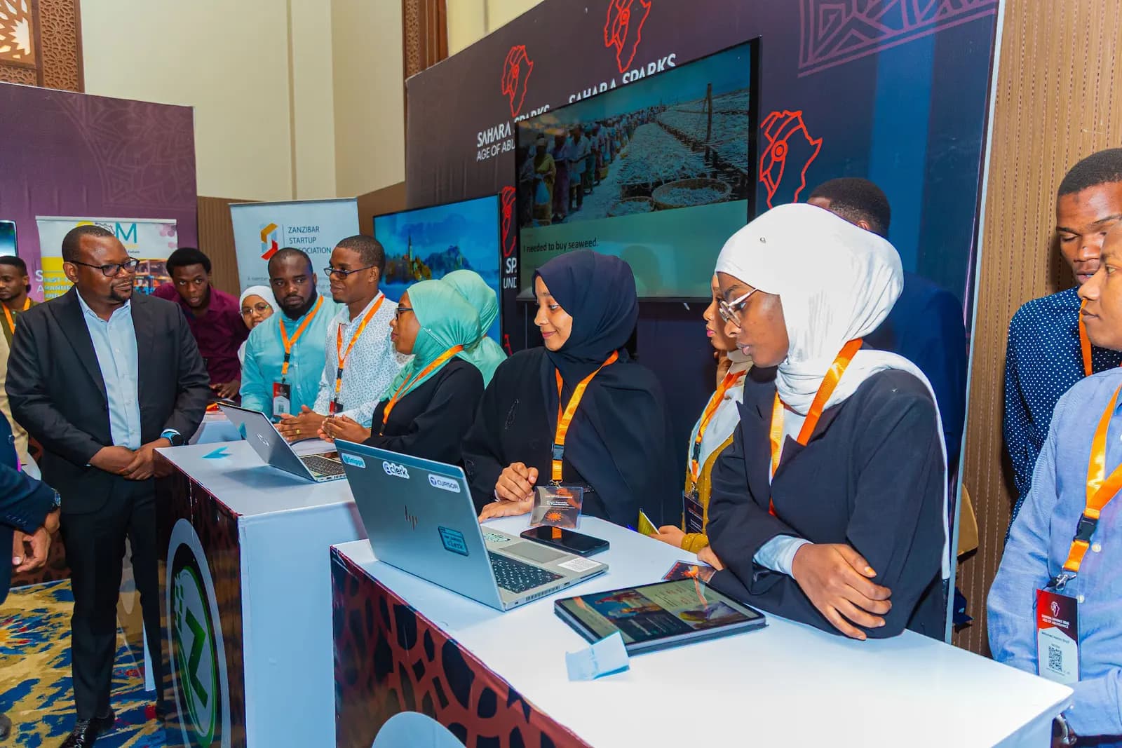 Exhibitors demonstrating at their stands